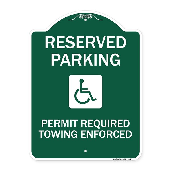 Signmission Reserved Parking Permit Required Towing Enforced W/ Graphic Alum Sign, 18" x 24", GW-1824-23057 A-DES-GW-1824-23057 - main